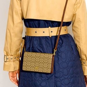 Boxed Anna Foldover Clutch Crossbody And Card Case Set In Signature Canvas